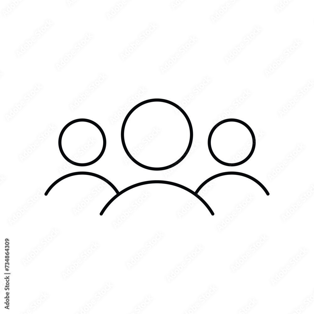 Team line icon, people, group, team, users, user, about us, who we are, members, participant, roles, end user, Society, three people, unique, accompaniment