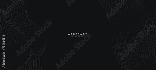 Abstract black, white Gradient Flowing Dot Waving Particle geometric Technology Background. Digital Futuristic duck grey Gradient Dotted Wave. Concept For Science, Music cover, website, header