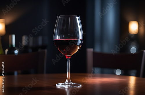 Glass of red wine close-up. Wine list, bar, restaurant, winery. Relaxation and relaxation, enjoying good wine