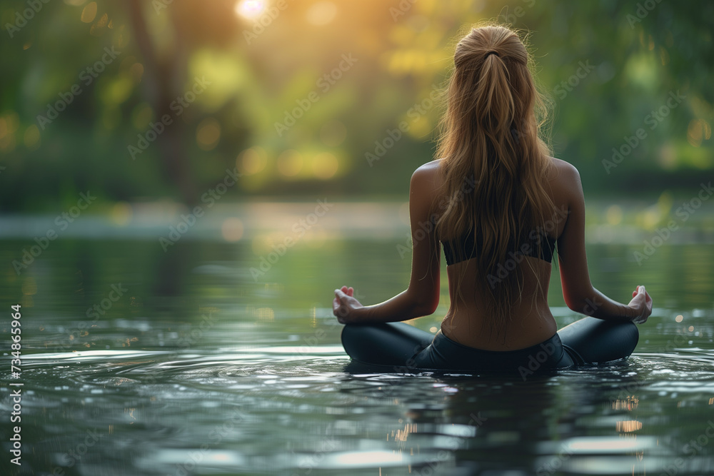 Meditation a Yoga Pose by the Lake
