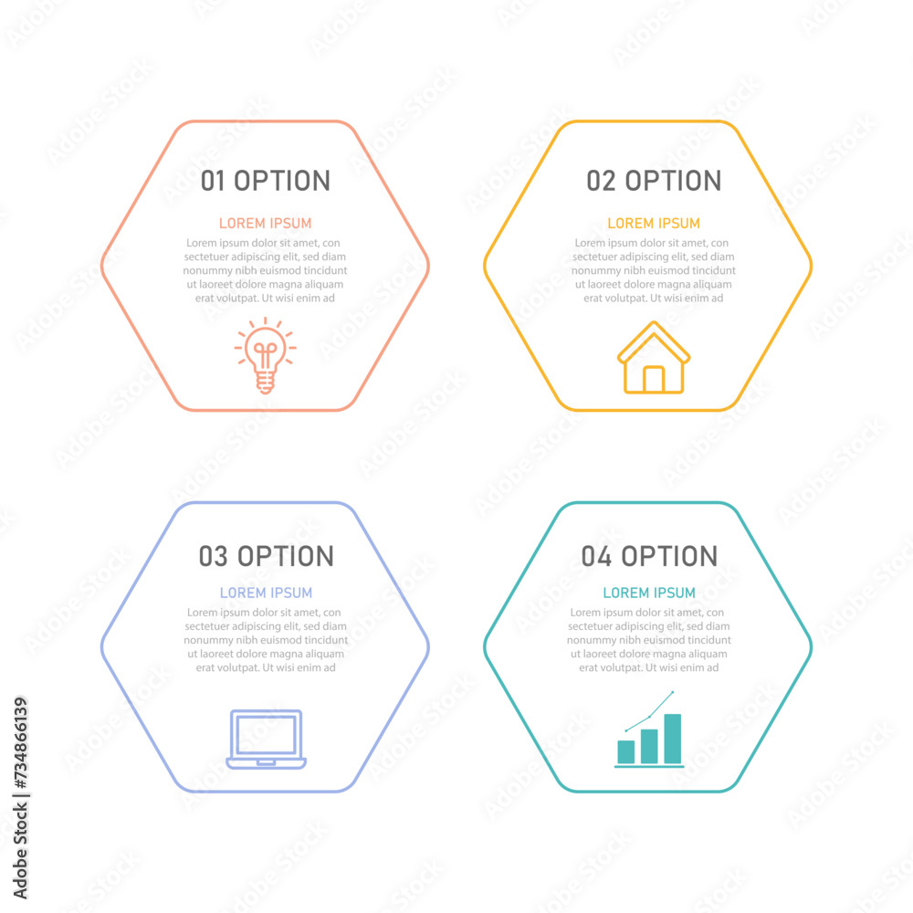 4 step business process chart with company graphic elements. Company ...