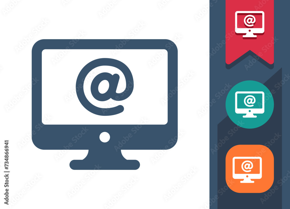 Computer Screen Icon. Monitor, PC, @, Web Browser, Internet Computer Screen Icon. Monitor, PC, @, Web Browser, Internet