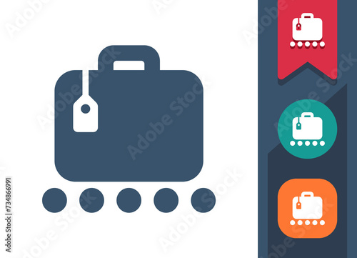 Baggage Claim Icon. Luggage Claim, Suitcase, Briefcase, Conveyor Belt, Airport, Travel