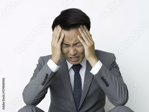 businessman with headache in the office