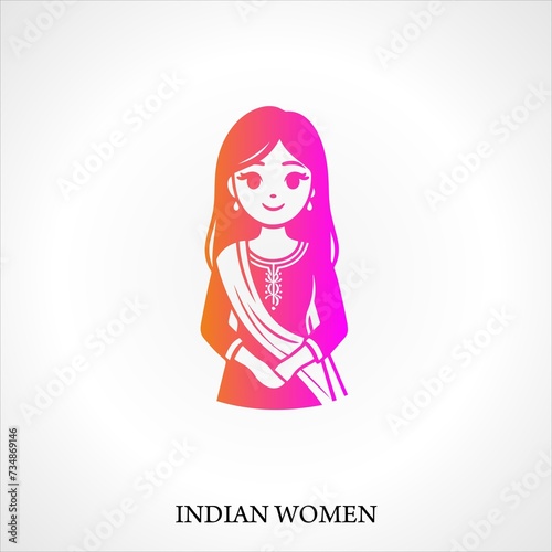 Indian woman line icon. linear style sign for mobile concept and web design. Indian woman outline vector icon. Symbol, logo illustration