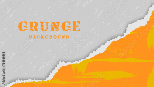 Minimal Yellow Paper Ripped In Dirty Grunge Wall Background
