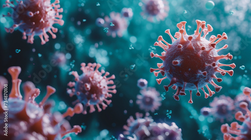 Coronavirus 2019-nCov. SARS-CoV-2. Microscope virus close-up. 3D illustration