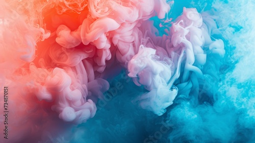 Vibrant Haze Abstract Smokey Art in Pink, Azure, Turquoise, and Orange Palette photo