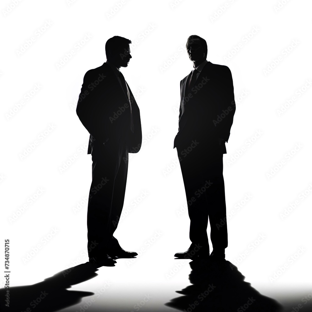 two businessmen people on an isolated white background
