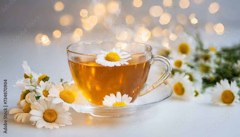 cup of tea with chamomile flowers cup of tea with chamomile flowers
