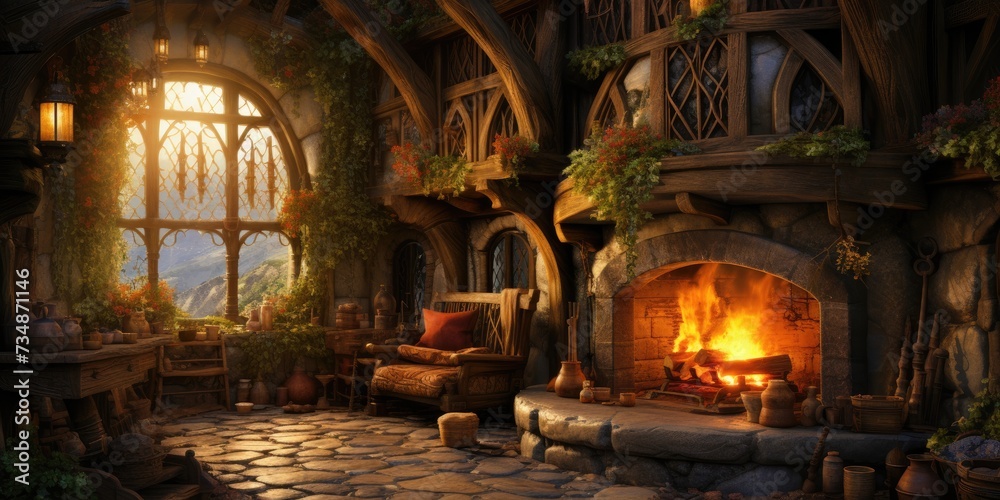 Obraz premium fireplace in the house