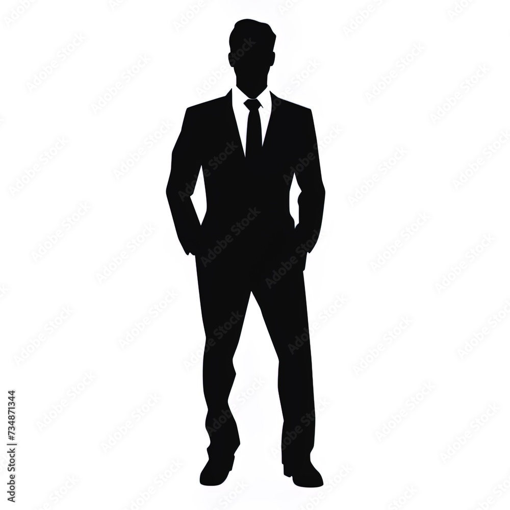 silhouette of a businessman on an isolated white background