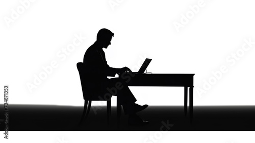 silhouette of a person working on a laptop