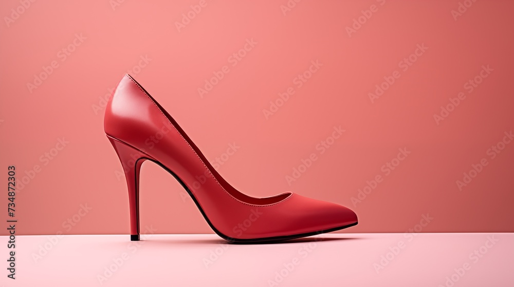 Elegant Red Stiletto High Heel on a Monochrome Background Elegant Red Stiletto High Heel on a Monochrome Background