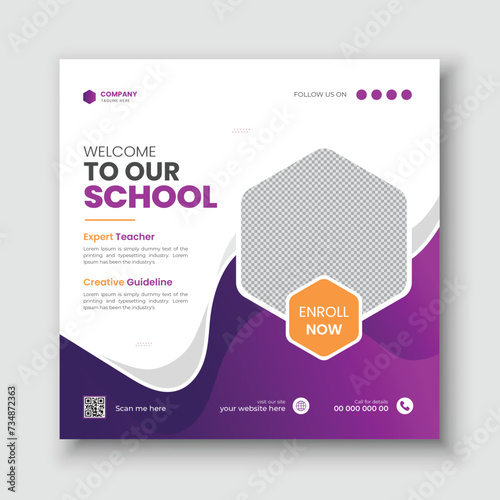 School admission Email signature or cover and social media cover design template