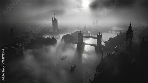 Mystic Thames Fog - Monochrome London Mistscape