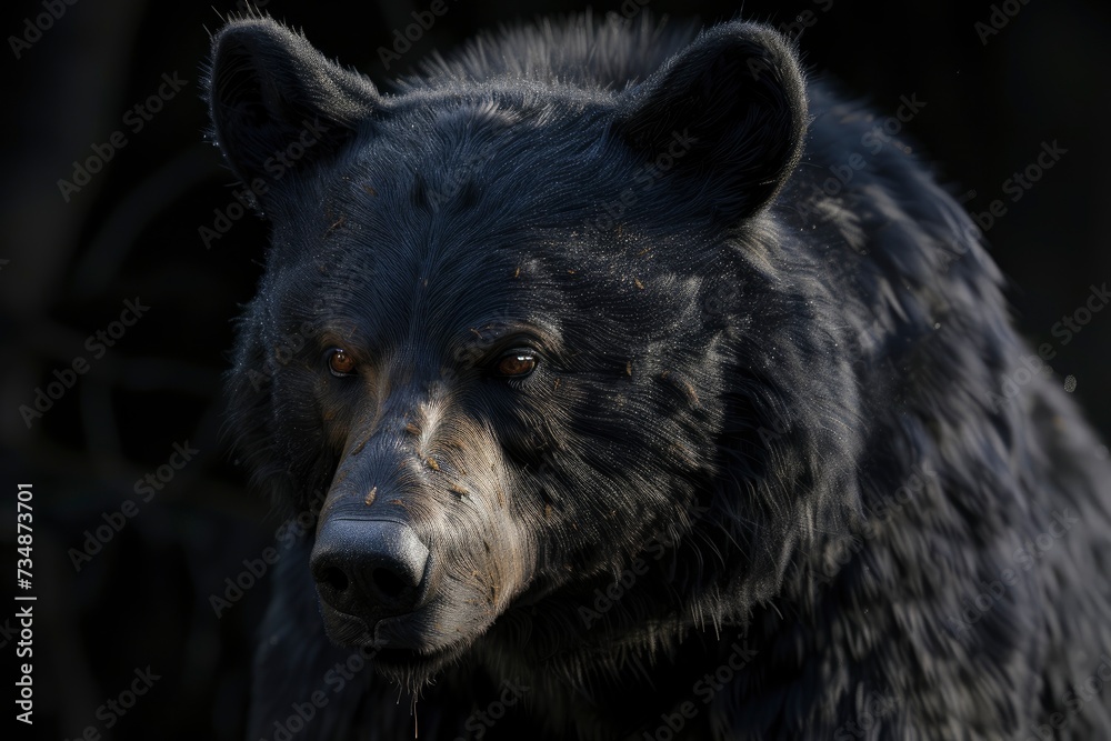 bear portrait on black background, highly detailed - generative ai bear portrait on black background, highly detailed - generative ai