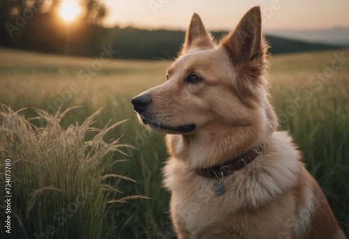 portrait of dog among the grasses © Алексей Ковалев