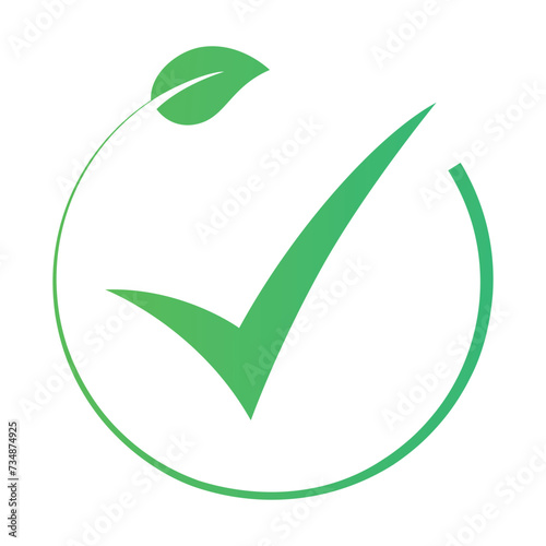 Green eco loop leaf check mark