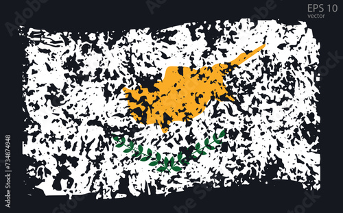 Vector flag of Cyprus. Vector illustration with cracks and abrasions.