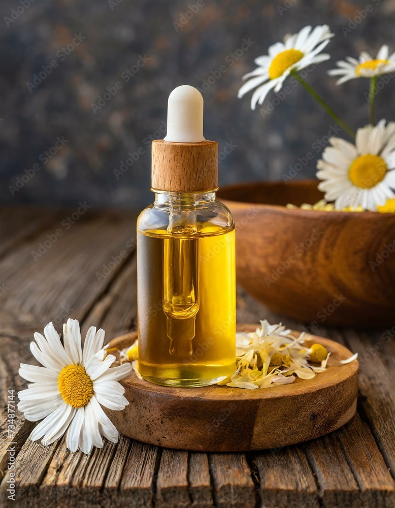 essential oil and camomile flowers essential oil and camomile flowers