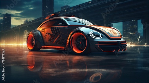 AI generated illustration of an automobile with a contemporary and stylish design © Wirestock