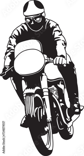 biker on classic motorcycle