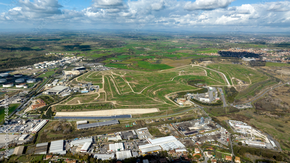 Aerial view of the Malagrotta landfill in the metropolitan city of Rome, Italy.