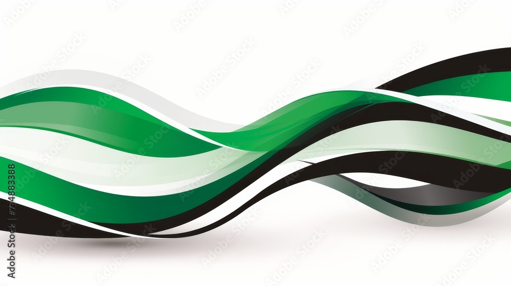 Fototapeta premium Dynamic abstract green and black waves flowing, modern digital art concept background