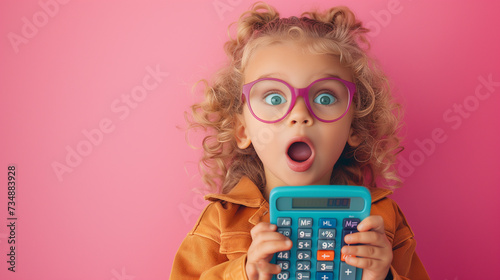 surprised kid with calculator,ai
