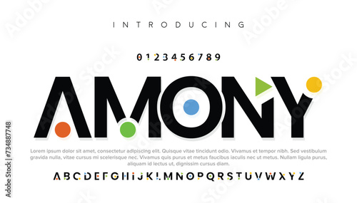Amony Digital abstract modern alphabet font creative urban futuristic fashion sport minimalist logo design. 