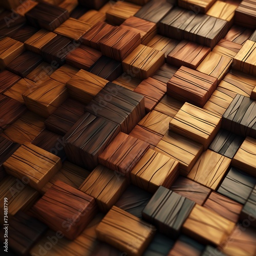 AI generated illustration of This abstract wood block background wallpaper design