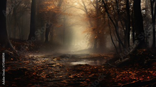 fog autumn forest