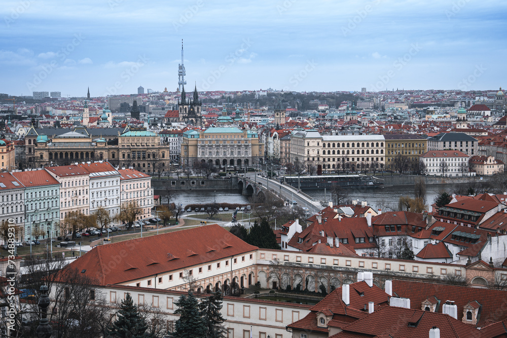 Fototapeta premium Overlooking the beautiful cityscape of medieval Europe