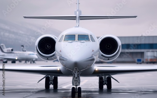 luxury private jet at the airport