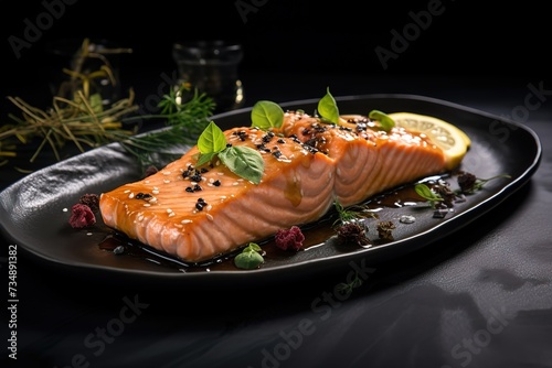 nice salmon slices, very delicious salmon preparations