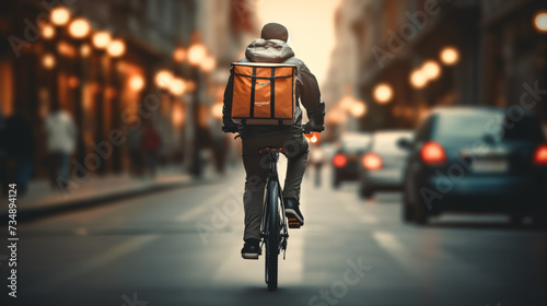 Delivery service courier on a bike © Anas