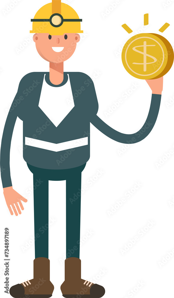 Miner Character Holding Dollar Coin
Miner Character Holding Dollar Coin