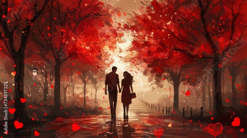 Romantic Valentine's Day Stroll: Hand in Hand