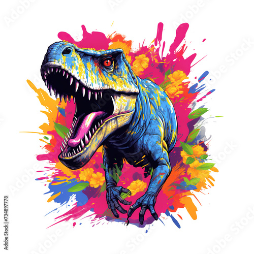 Dinosaur open mouth on a clean background, Png for Sublimation Printing, Printable art, Mythical creatures, Ancient animals, Illustration, Generative AI.