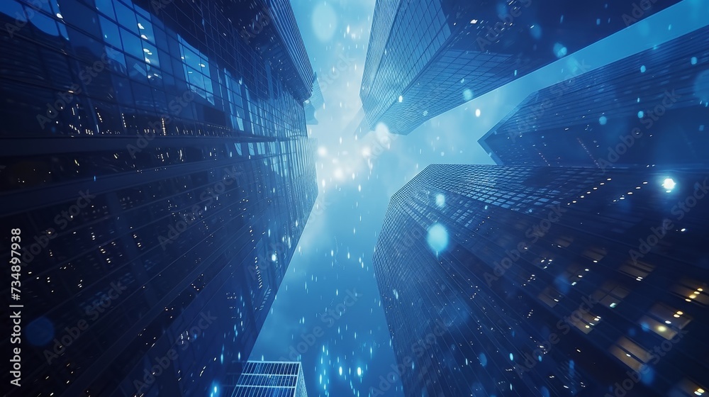 Obraz premium Sparkling Skyscraper Stream: Urban Management