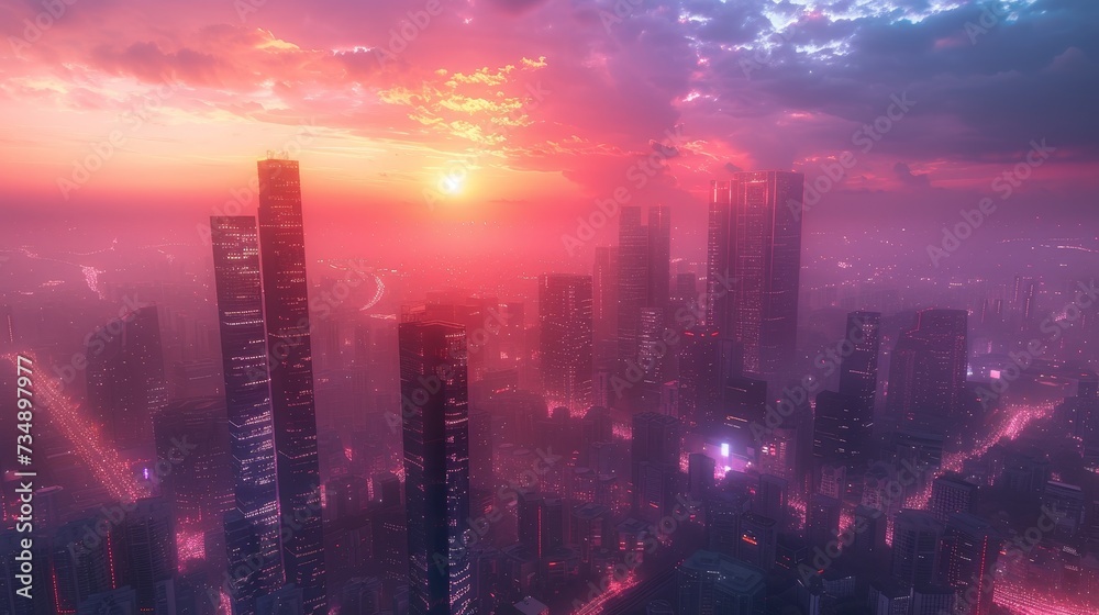 Sparkling Skyscraper Sunset over Cyber City
