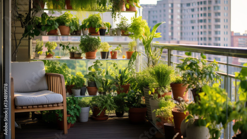 Vertical garden on a high-rise apartment balcony