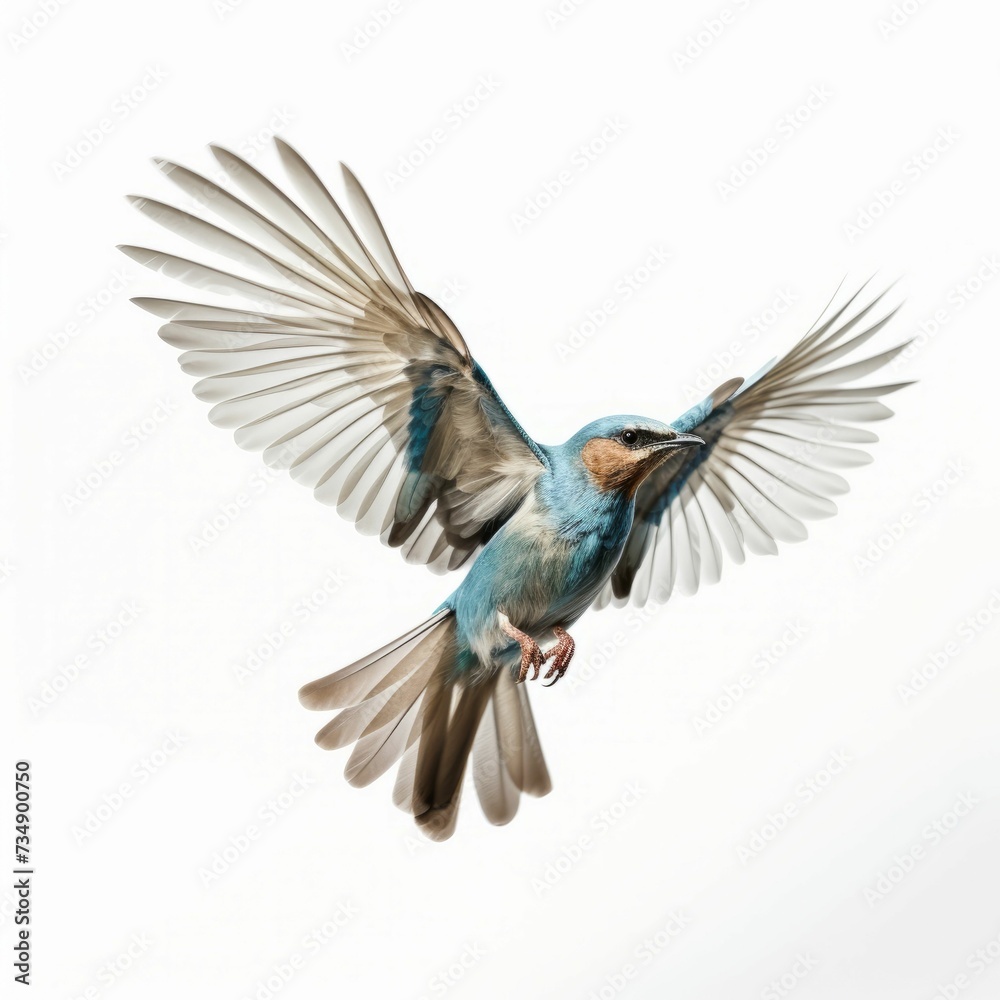 AI generated illustration of a majestic bird soaring  on a white background
