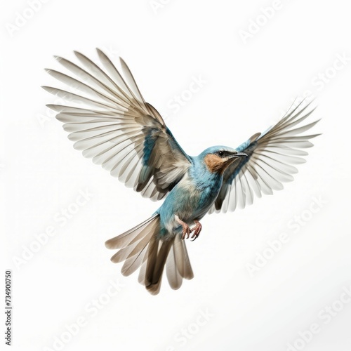 AI generated illustration of a majestic bird soaring  on a white background © Wirestock