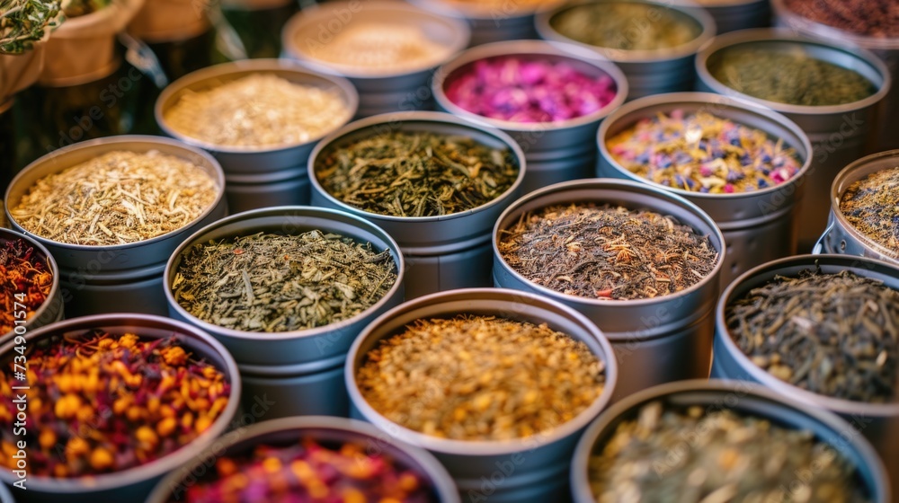 Colorful Dried Herbs and Teas Collection