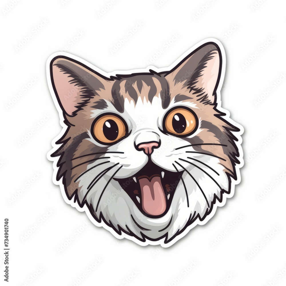 AI generated illustration of a happy cat sticker