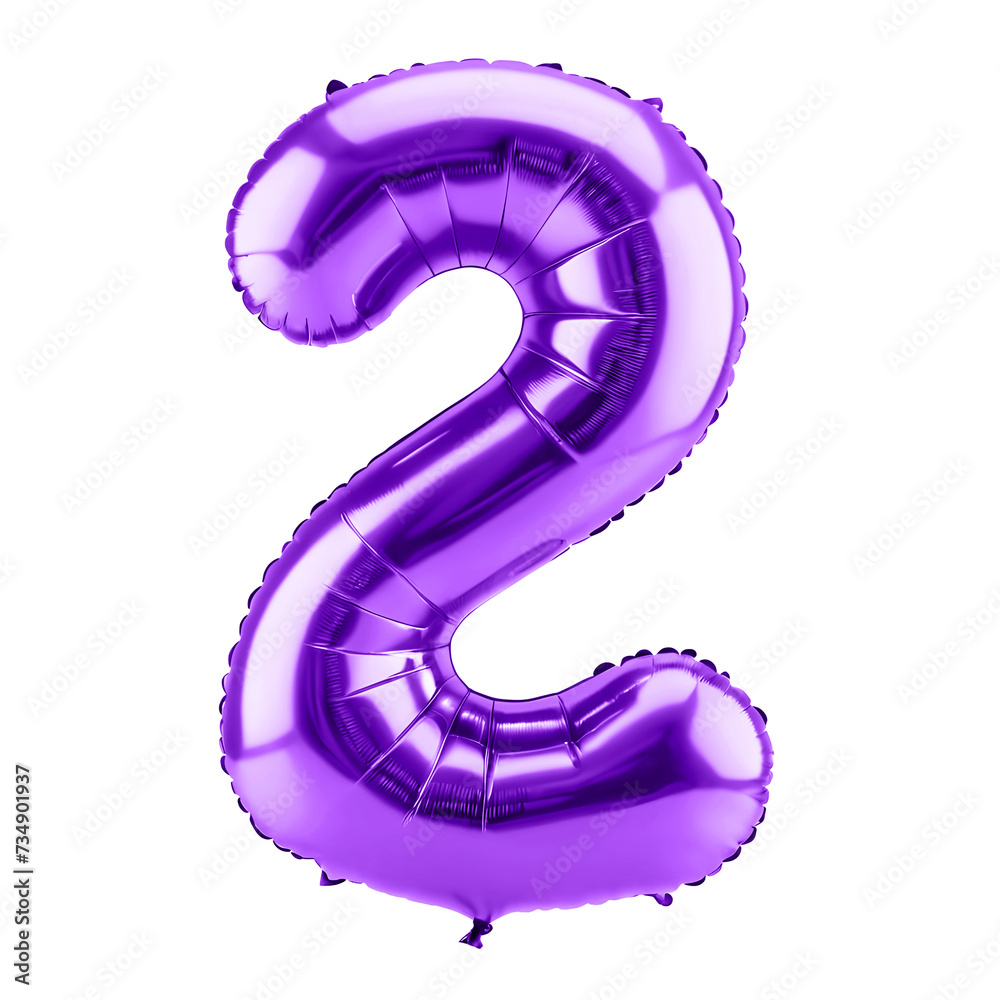 3D pink number 2 in the shape of an inflated balloon 3D pink number 2 in the shape of an inflated balloon