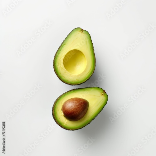 AI generated illustration of avocados cut in half, with one half cut into sections