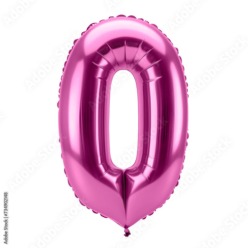 3D pink number 0 in the shape of an inflated balloon
